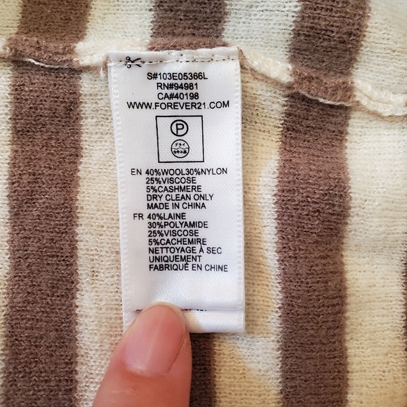 Forever 21 Deep V-Neck Long Sleeve Striped Sweater - Picture 3 of 8